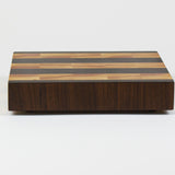 Luxurious Black Walnut and Maple cutting board, rear view.
