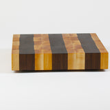 Luxurious Maple and Black Walnut cutting board, side view.