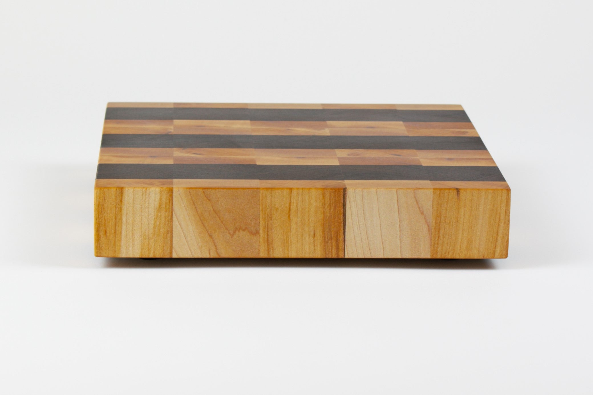 Luxurious Maple and Black Walnut cutting board, rear view.